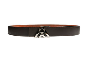 Tan Croc & Brown Smooth Reversible Leather Pavilion Belt - Antoni Manuel