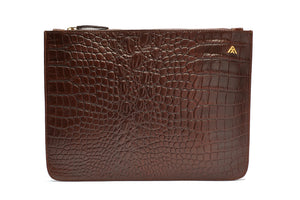 Brown Croc Leather Pouch Holder - PRE-ORDER - Antoni Manuel