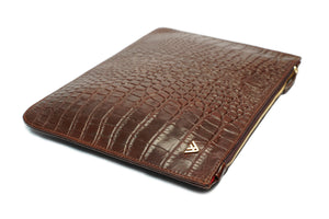 Brown Croc Leather Pouch Holder - PRE-ORDER - Antoni Manuel